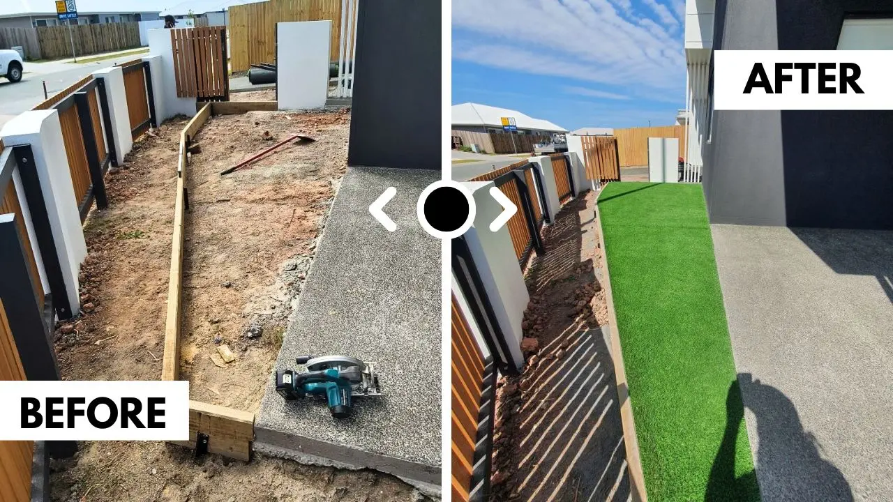 Artificial Grass for Builders Before and After