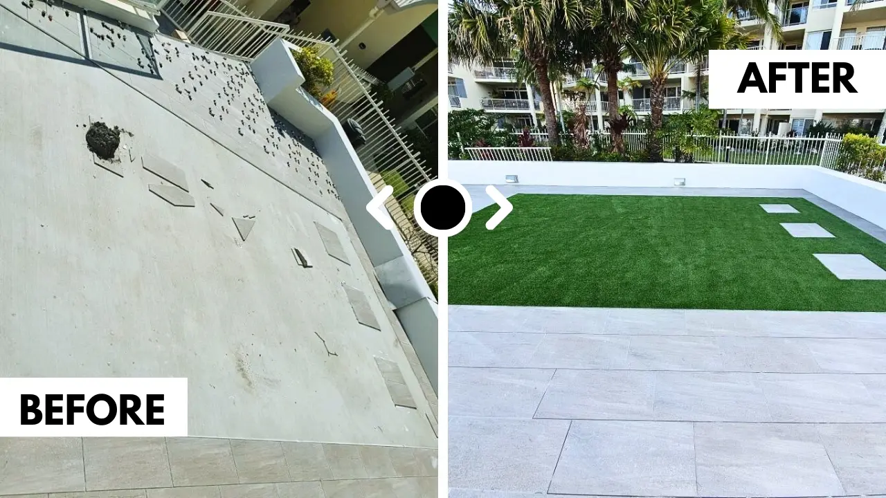 Artificial Grass for Builders Before and After